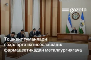 Тошкент туманлари соҳаларга ихтисослашади: фармацевтикадан металлургиягача